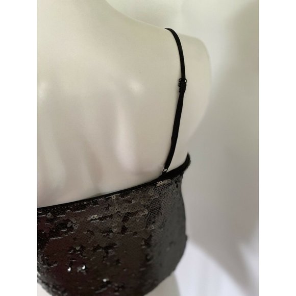 Vintage Sugar Lips Sequin Cropped‎ Camisole Cami Tank Top Gray Womens Size Small - Picture 8 of 12